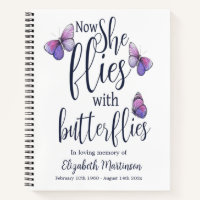 Butterflies Funeral Memorial Guest Book