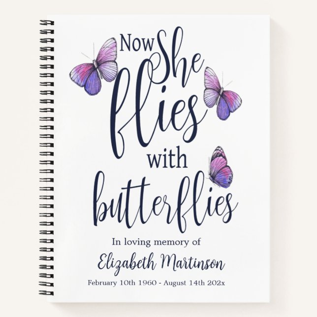 Butterflies Funeral Memorial Guest Book (Front)