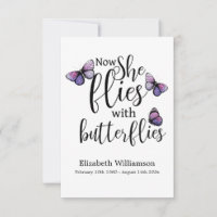 Butterflies Funeral Memorial Rememberance Card