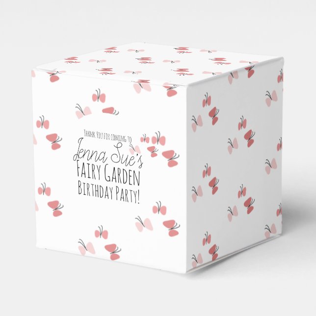 Butterflies Garden Birthday Pink  Favor Boxes (Front Side)