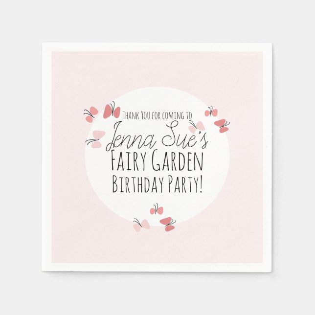 Butterflies Garden Birthday Pink       Napkins (Front)
