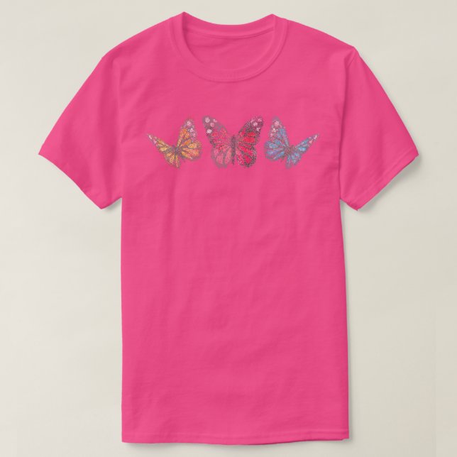 Butterflies Garden Flower Shop Flowers T-Shirt (Design Front)
