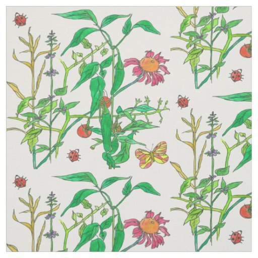 Butterflies Garden Vegetables Ladybug Fabric