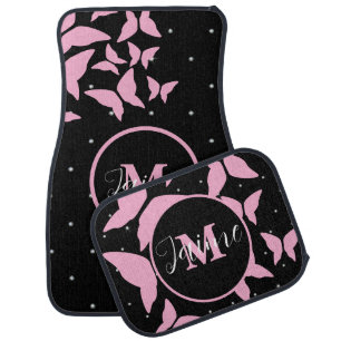 Butterflies Gems Initial Personalized Name  Car Floor Mat