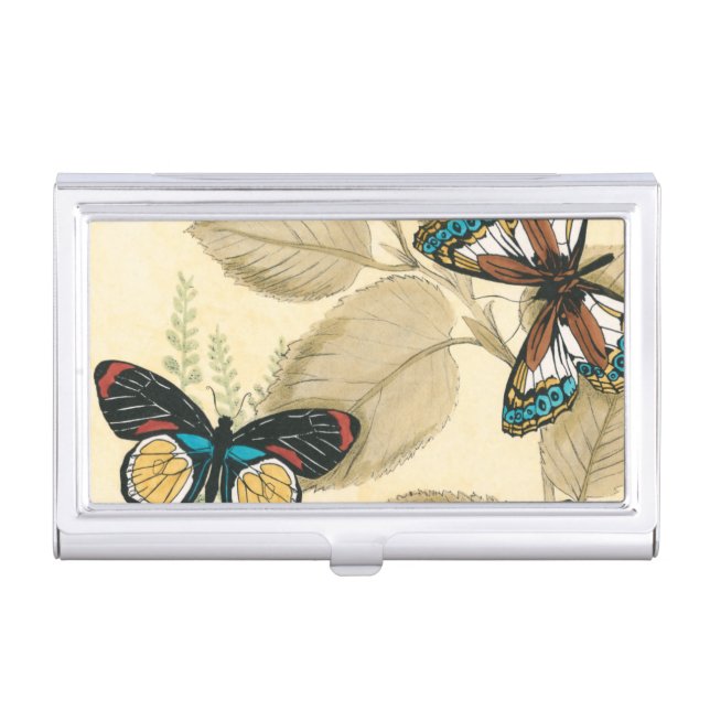 Butterflies Gliding Over Leaves Case For Business Cards (Front)
