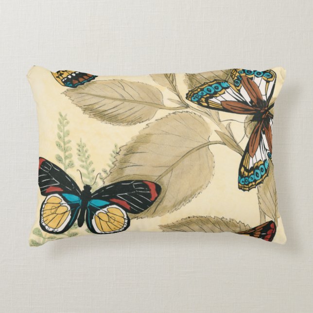 Butterflies Gliding Over Leaves Decorative Pillow (Front)