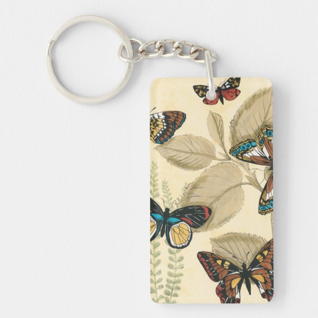 Butterflies Gliding Over Leaves Keychain (Front)