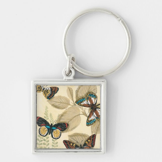 Butterflies Gliding Over Leaves Keychain (Front)