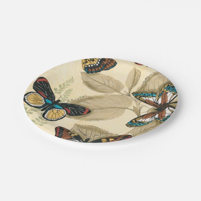 Butterflies Gliding Over Leaves Paper Plates (Angled)