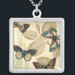 Butterflies Gliding Over Leaves Silver Plated Necklace<br><div class="desc">If you don’t know how gorgeous butterflies are this painting will help you understand. Megan Meagher created a beautiful rendition of a group of butterflies gliding over leaves. A wonderful piece of art to put in your home!</div>