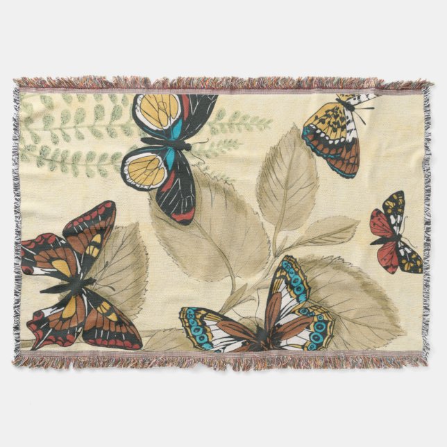 Butterflies Gliding Over Leaves Throw Blanket (Front)