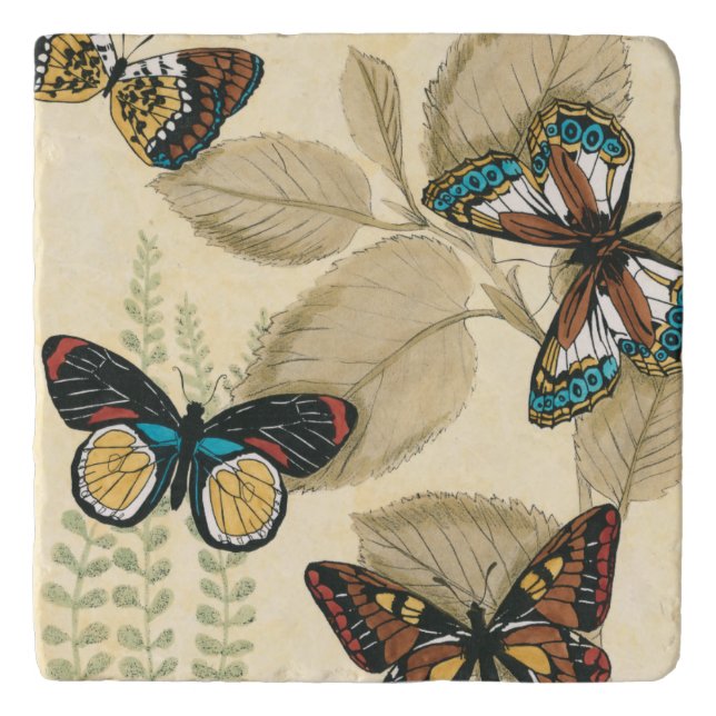 Butterflies Gliding Over Leaves Trivet (Front)