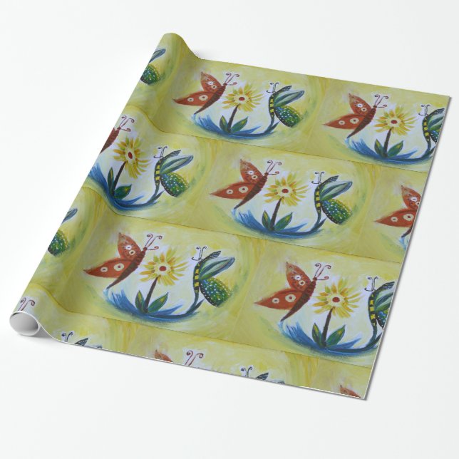 Butterflies Glossy Wrapping Paper, 30 in x 6 ft Wrapping Paper (Unrolled)