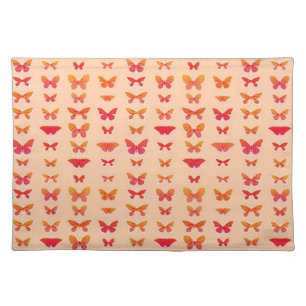 Butterflies, gold, coral, soft orange background placemat
