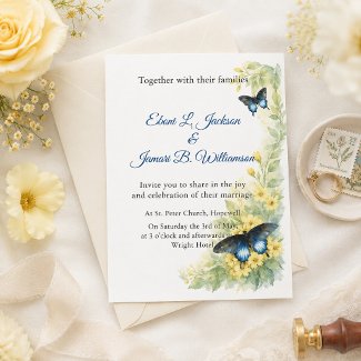 Butterflies & Golden Blooms Watercolor Wedding