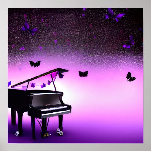 Butterflies  Grand Piano Poster