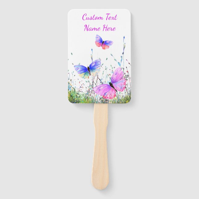Butterflies Hand Fans Personalized Text Name (Front)
