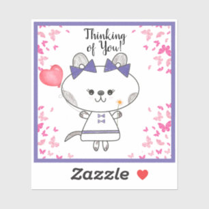 Butterflies, Hearts, and Bows Cute Kitty Sticker