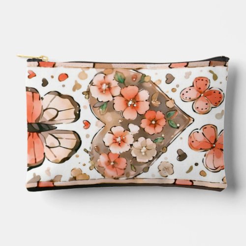 Butterflies Hearts and Flowers Accessory Pouch