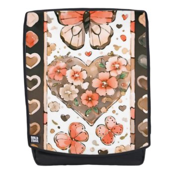 Butterflies  Hearts And Flowers Backpack by SilverFantasyArt at Zazzle