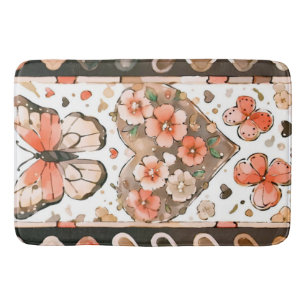 Butterflies, Hearts and Flowers Bath Mat