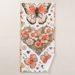 Butterflies, Hearts and Flowers Bath Towel Set