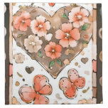 Butterflies, Hearts and Flowers Cloth Napkin