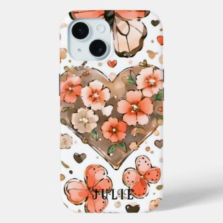 Butterflies, Hearts and Flowers Custom iPhone Case