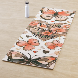 Butterflies, Hearts and Flowers Custom Double Side Yoga Mat