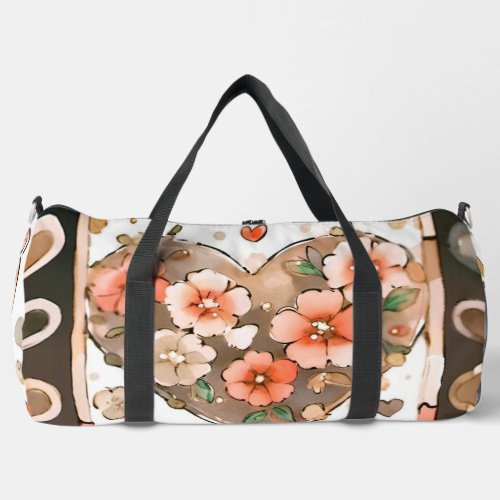 Butterflies Hearts and Flowers Duffle Bag