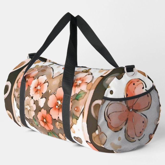 Butterflies, Hearts and Flowers Duffle Bag (Right Corner)