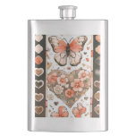 Butterflies, Hearts and Flowers Flask