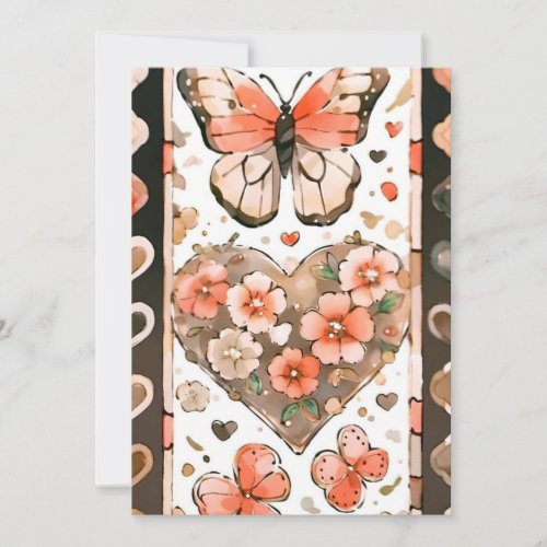 Butterflies Hearts and Flowers Holiday Card