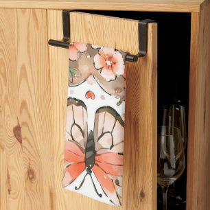 Butterflies, Hearts and Flowers Kitchen Towel