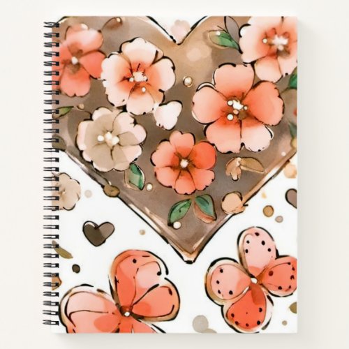Butterflies Hearts and Flowers Notebook