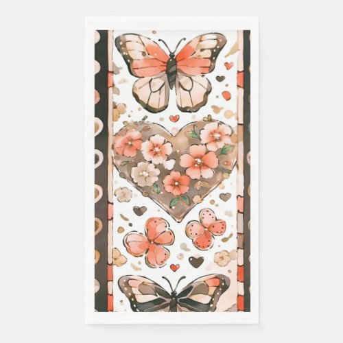 Butterflies Hearts and Flowers Paper Guest Towels