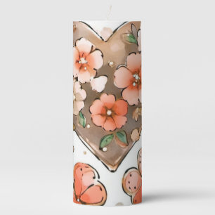 Butterflies, Hearts and Flowers Pillar Candle