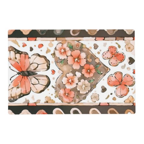 Butterflies Hearts and Flowers Placemat