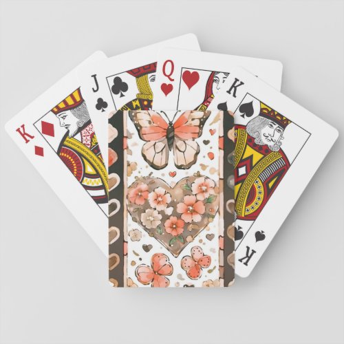 Butterflies Hearts and Flowers Playing Cards