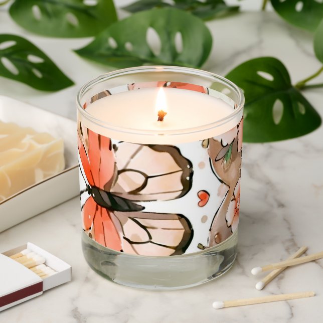 Butterflies, Hearts and Flowers Scented Candle (Lit)