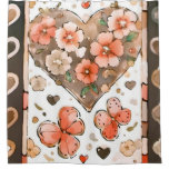 Butterflies, Hearts and Flowers Shower Curtain