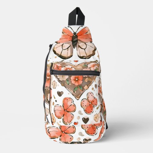 Butterflies Hearts and Flowers Sling Bag