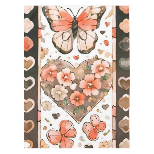 Butterflies Hearts and Flowers Tablecloth