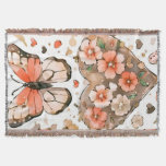 Butterflies, Hearts and Flowers Throw Blanket