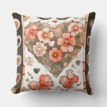 Butterflies, Hearts and Flowers Throw Pillow