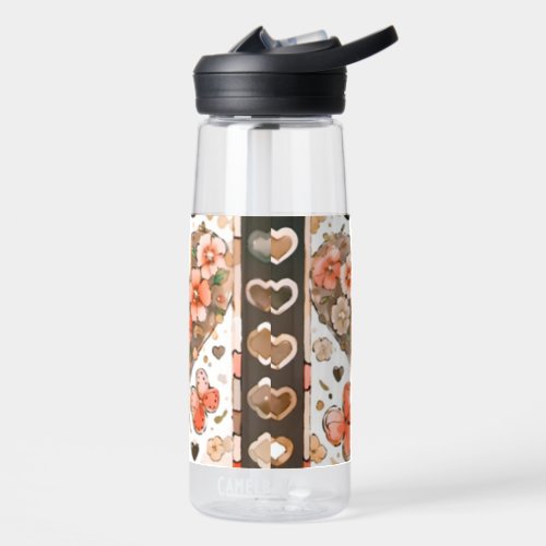 Butterflies Hearts and Flowers Water Bottle