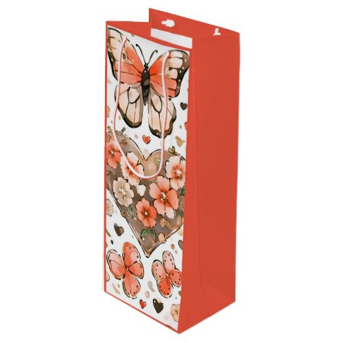 Butterflies Hearts and Flowers Wine Gift Bag