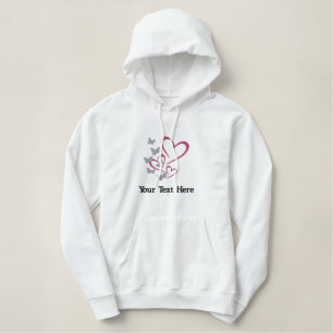 Butterflies Hearts Cute Personalized Embroidered Hoodie