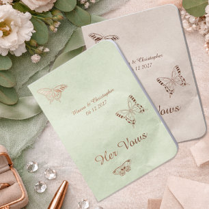 Butterflies His & Her  Wedding Rose Gold Foil Vow Books