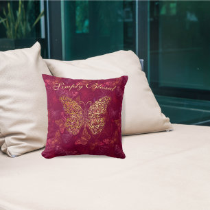 Butterflies Hues of Pink Burgundy Red Inspiration Throw Pillow